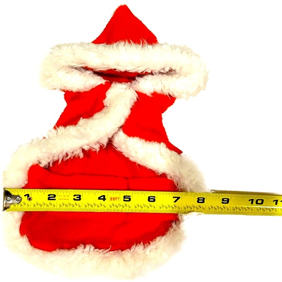 XS Dog/Puppy hooded Santa Claus Coat/Jacket with black buckled belt. Super Cute! - Picture 3 of 3